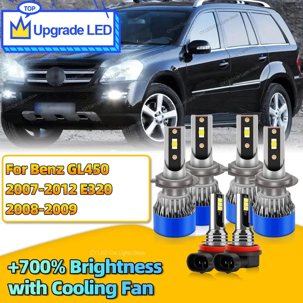 

6 шт. 30000LM светодиодные фары Canbus автомобильные лампы H7 H11 автоматические противотуманные фары для Benz GL450 2007 2008 09 2010 11 2012 E320 2008 2009