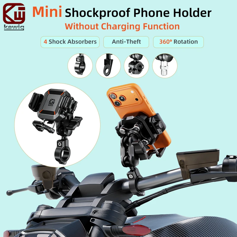 Kewig M33-C1 Mini Motorcycle Phone Holder Vibration Dampener Anti-Theft 1s Lock Release Holder For Bicycle E-Bike Scooter
