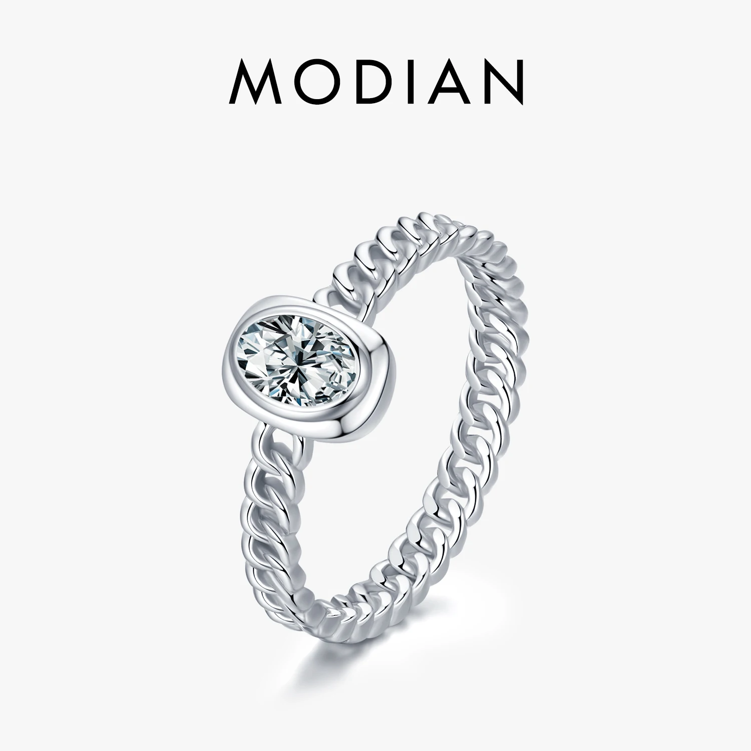 MODIAN 925 Sterling Silver Hollow Lock Clear CZ Rings for Women 2021 New Party Rectangle Ring Fine Wedding Jewelry Bijoux Gifts