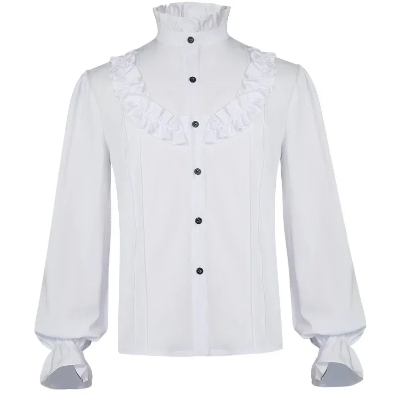 Euro-American Men's Medieval Pleated Pirate Shirt Victorian Clothing