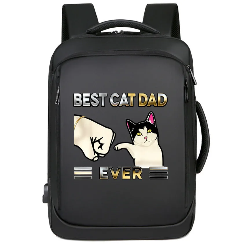 

Рюкзак Usb для ноутбука, школьная сумка, лучший рюкзак с принтом Cat Dad Ever Punch для мальчиков и девочек, рюкзак для мужчин и женщин, рюкзак для отдыха, USB-порт