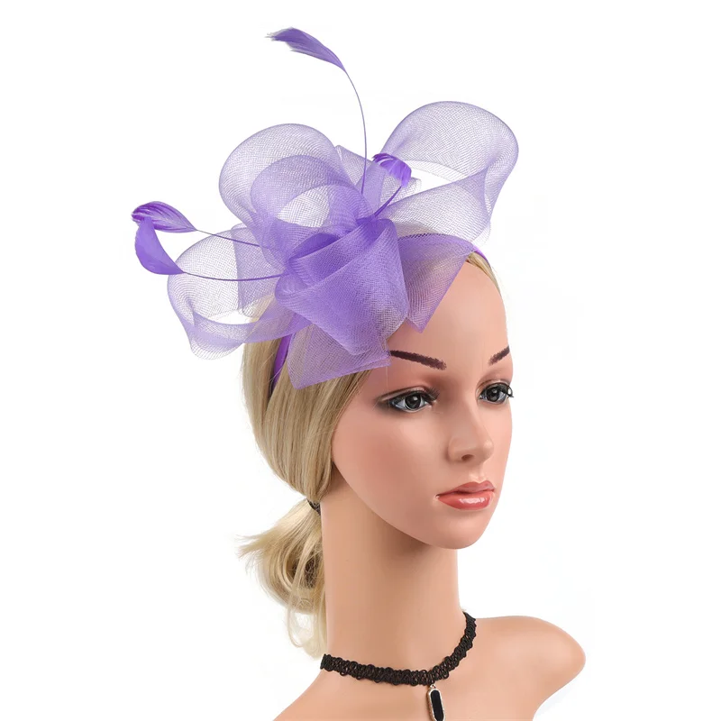 Neuer Braut-Fascinator-Schleifenhut mit Stirnband und Clips, Jockey-Zylinder mit Federn, Hochzeit, Cocktail, Teeparty, Kopfbedeckung für Frauen – Detail 18