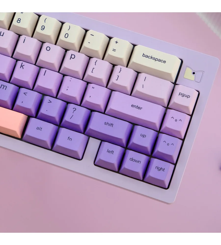 Purple gradual change keycap PBT original highly sublimated customized mechanical keyboard rain 75wooting