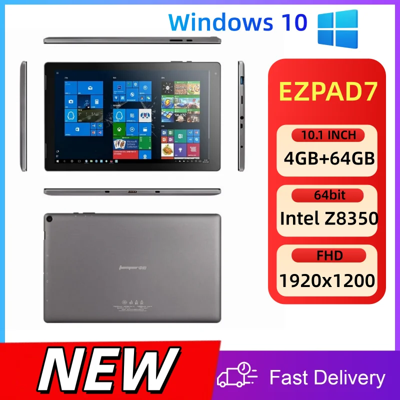 

EZPAD 10.1" Windows 10 Tablet PC 4GB DDR RAM 64GB ROM 64bit Intel Z8350 Quad Cores FHD 1920 x 1200 IPS 6500mAh