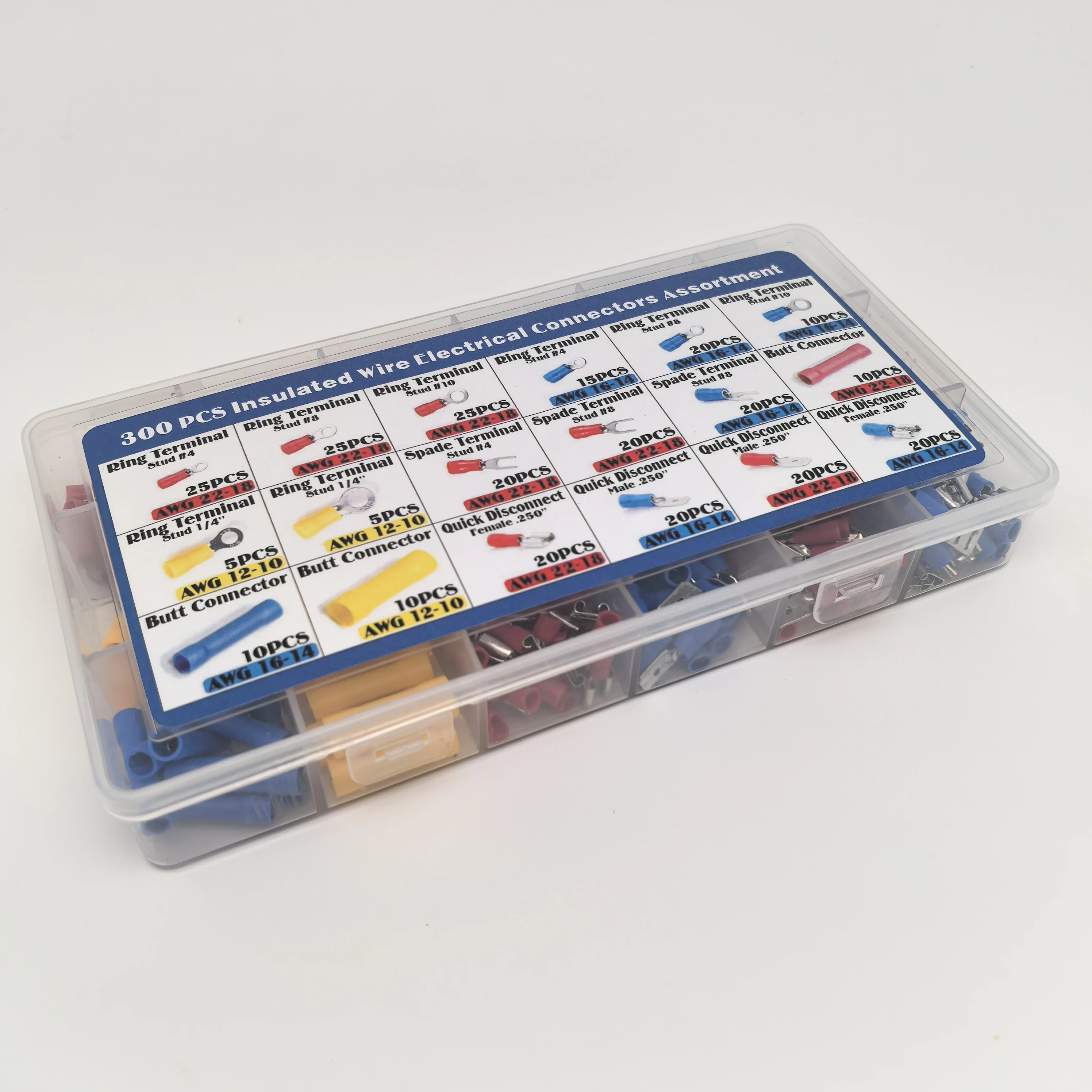 Terminale per pressa a freddo da 300 pezzi OT/UT Terminale a forcella rotonda a forcella Connettore per cavo automobilistico in scatola