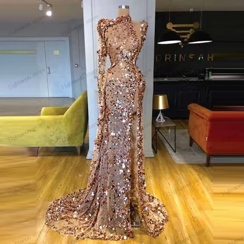 Exquisite Abendkleider Luxuriöses Ballkleid mit Perlenstickerei und Paillettenapplikationen Glamouröse Abendkleider Elegante Vestidos De Gala Maßgeschneidert