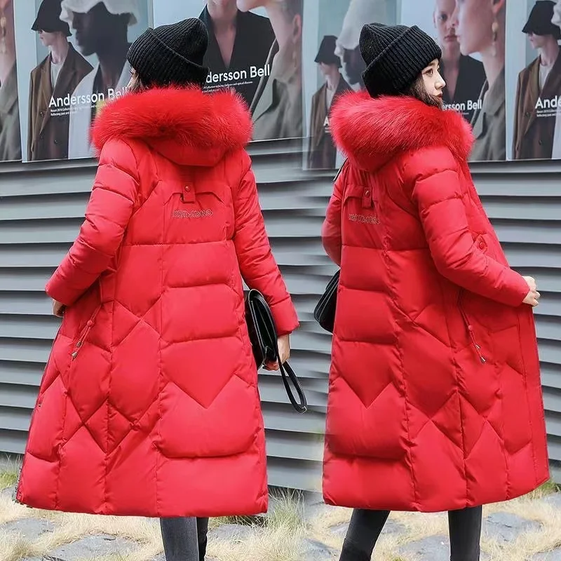 

2024 New Winter Jacket Women Parka Down Cotton Jackets Long Coat Fur Collar Hooded Parkas Warm Snow Wear Coats Woman Clothes