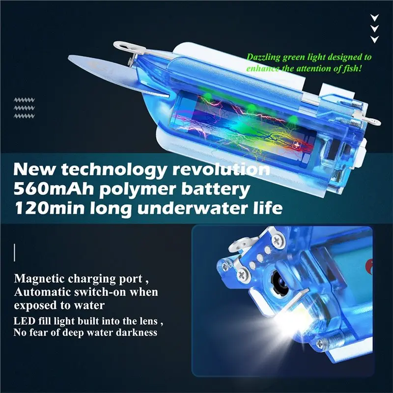 Wireless 1080P Underwater Fishing Camera IP68 Waterproof, Wi-Fi Fish Finder, APP Remote Control, Night Vision Video Camera