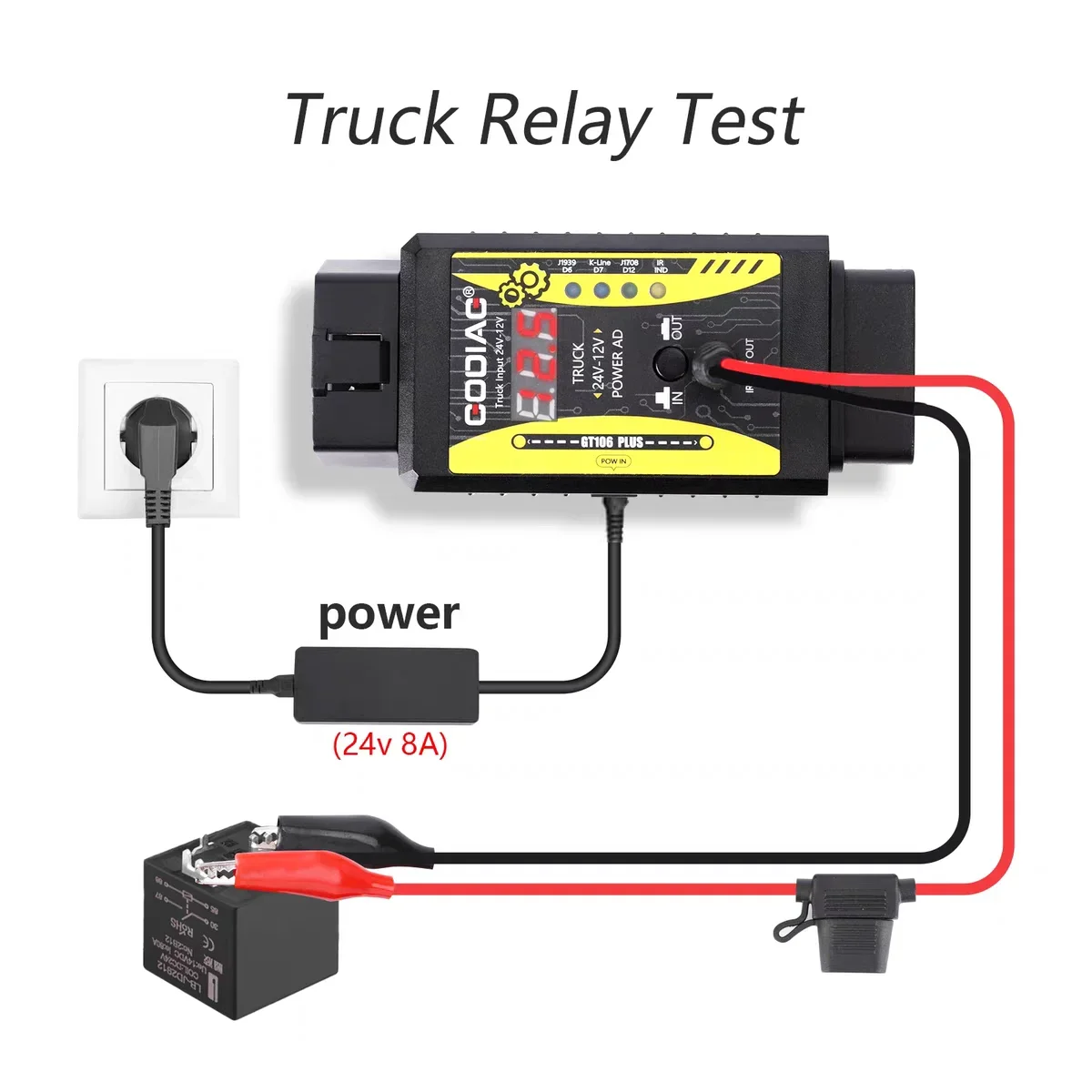 GODIAG GT106 24V to 12V Heavy Duty Truck Adapter Converter Supports Easydiag ThinkCar Thinkcar2 Thinkdiag