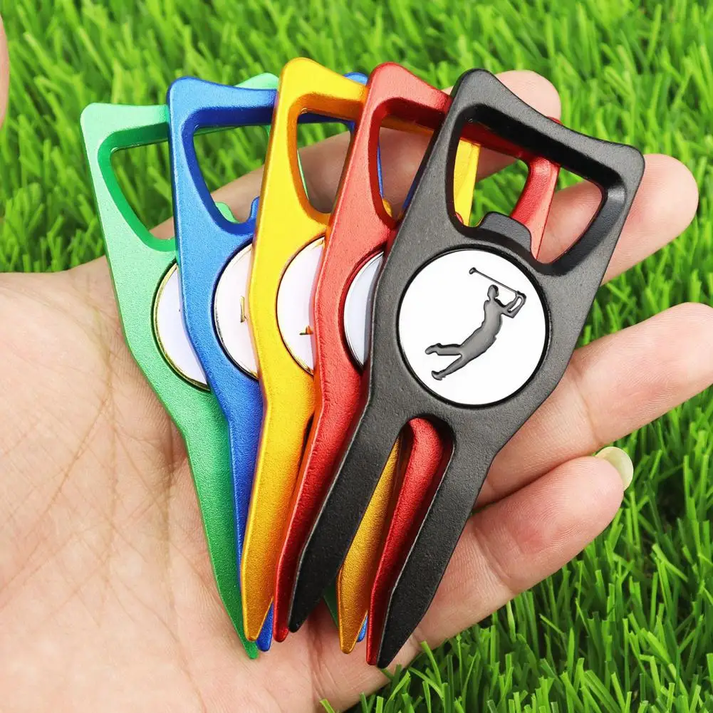 Golf Fork Multi-function Bottle Opener Divot Fork Ergonomic Design Golfing Pitch Repair Ball Marker Golf Accessories