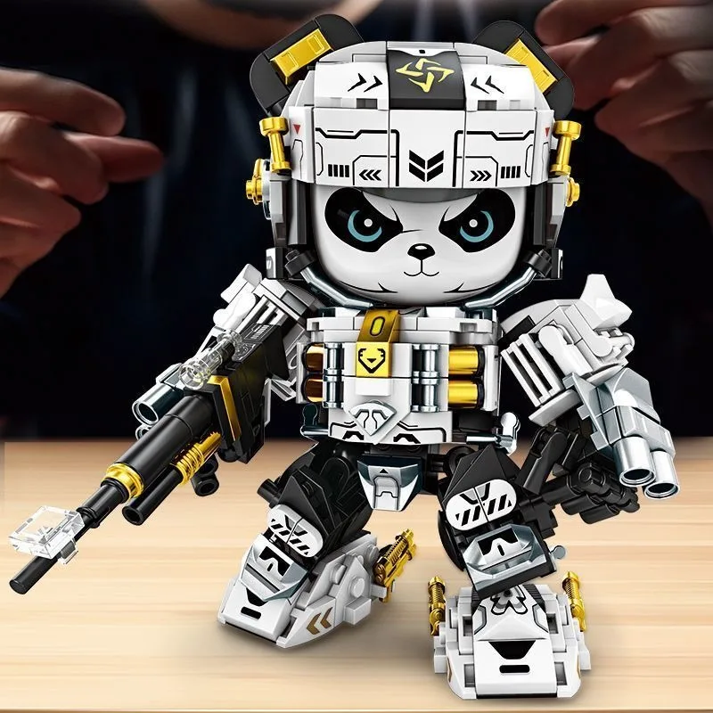 2025 New Trendy Mecha Panda Building Blocks Assembly Model Toy