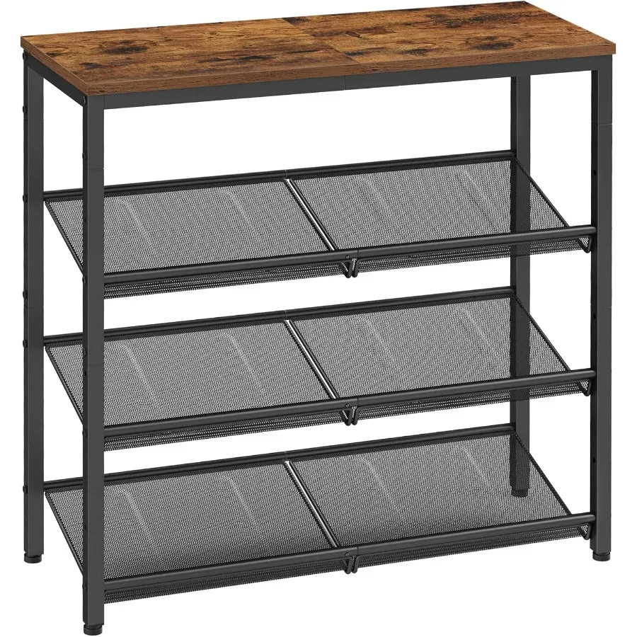 

Полка для обуви для прихожей, 4-уровневая полка для обуви, органайзер с полками для хранения и просторной верхней частью, отдельно стоящая, регулируемая промышленная полка