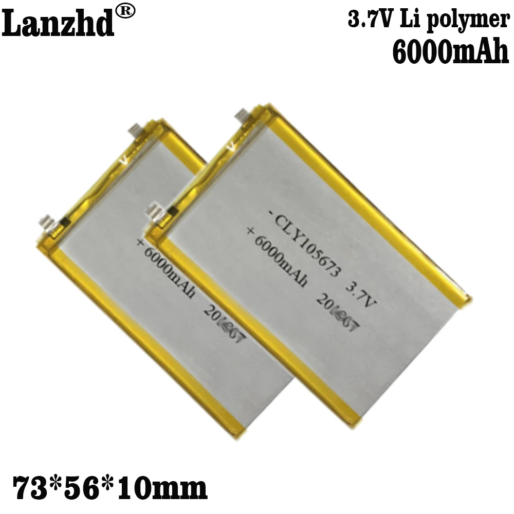 1-10pcs New 3.7V polymer battery 905465 105565 105673 6000mAh For GPS mobile power device line power bank tablet