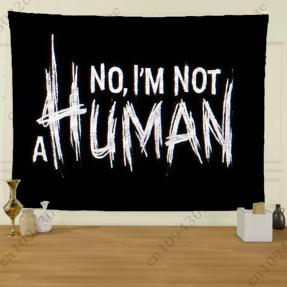 لا أنا لست بشرية دخيل العلم نسيج الإبداعية نمط صور غرفة المعيشة جدار ديكور فني حفلة في الهواء الطلق تزيين لافتات #5