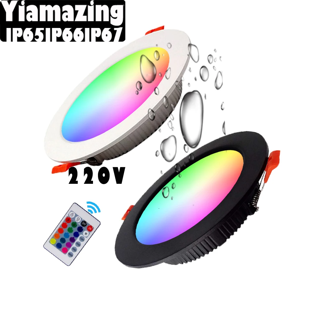 220V IP65 IP66 IP67 Outdoor Waterproof RGB Smart LED Downlight 6W 9W 12W Kitchen Bathroom Ceiling Spot Light Lamp No Memory