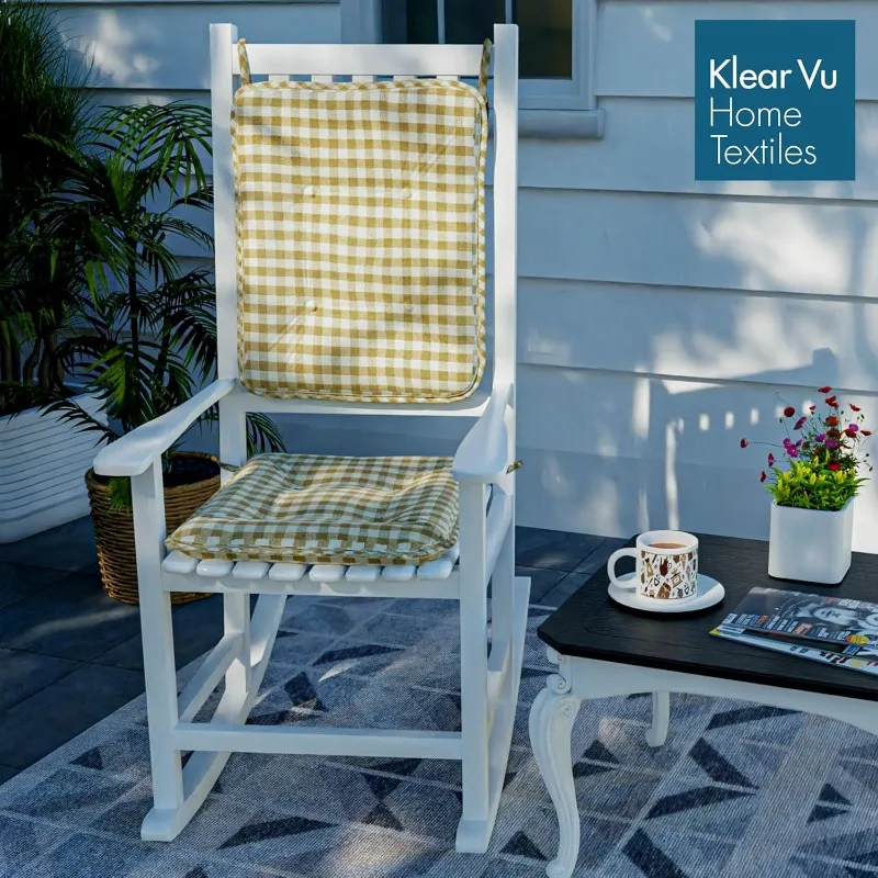 

Breathable 20x17 Rocking Chair Cushions & Back Pads - Machine Washable Outdoor Seat Cushions with Ties for Porch
