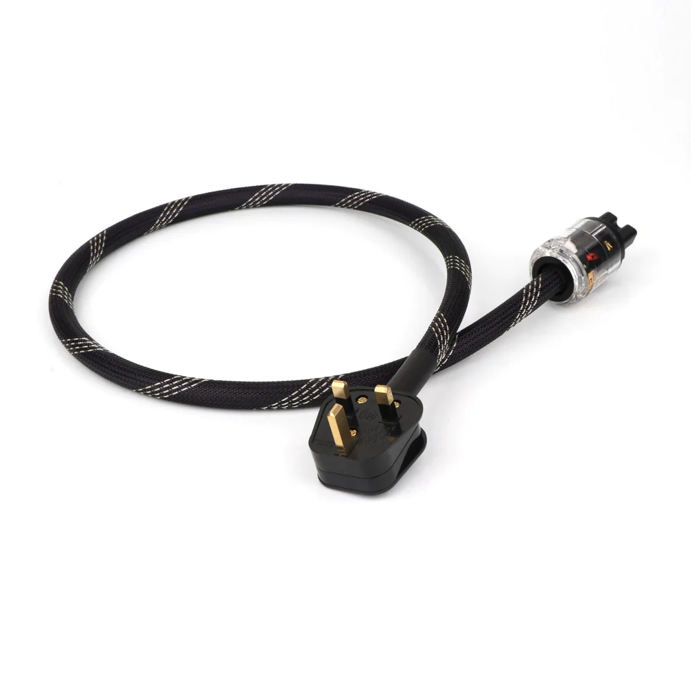 Câble d'alimentation plaqué argent D504, câble d'alimentation britannique avec bouteilles 15A IEC, extrémité HIFI, câble d'alimentation britannique