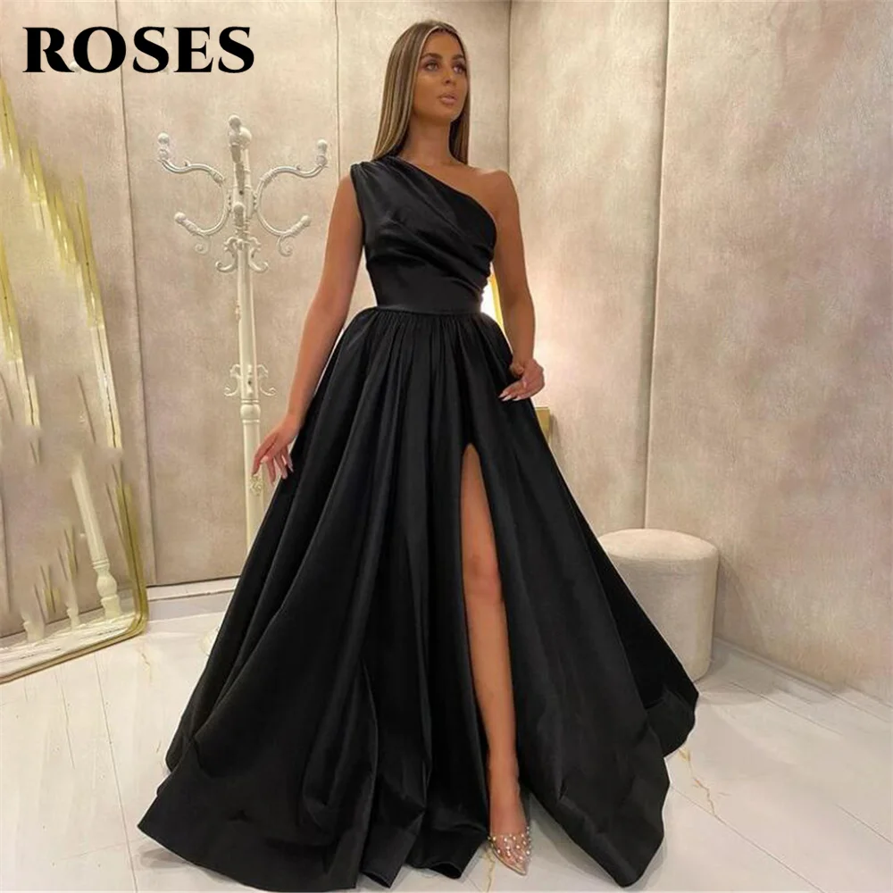 Robe de soirée asymétrique épaule dénudée, rouge, bleu Royal, robe de bal de forme trapèze, à plis, robes de soirée de mariage élégantes