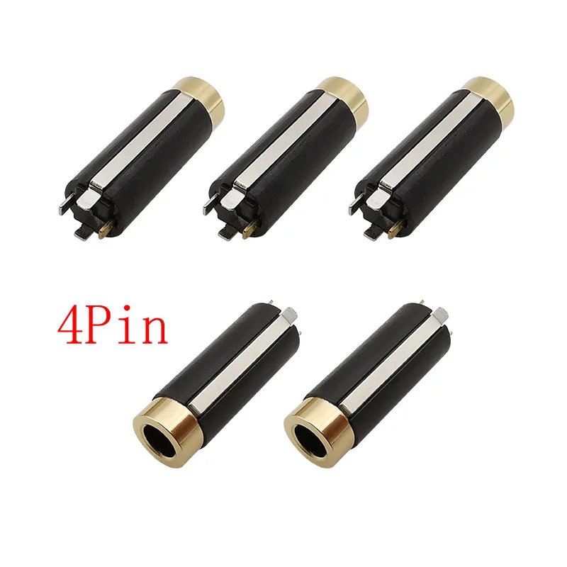 5Pcs/lot 3.5mm 4 Pin Female Jack Stereo Audio Headphone Soldering Connector 3.5mm 4 Pole Socket Plug Earphone DIY Connectors