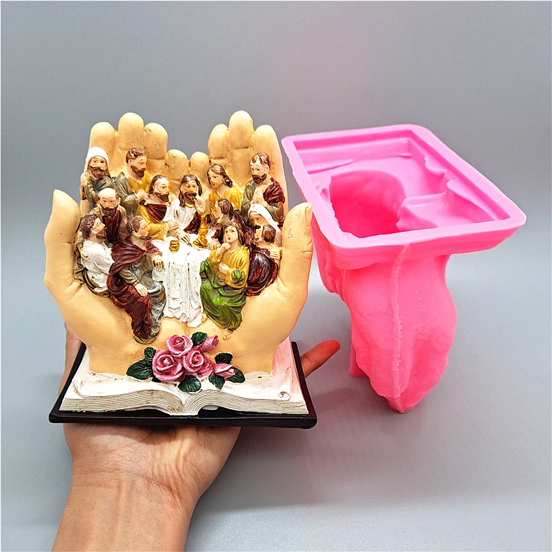 Silicone Mold 3D Last Supper Gypsum Resin Candle Concrete Crystal Drop Glue Mold DIY Handmade Crafts Pendant