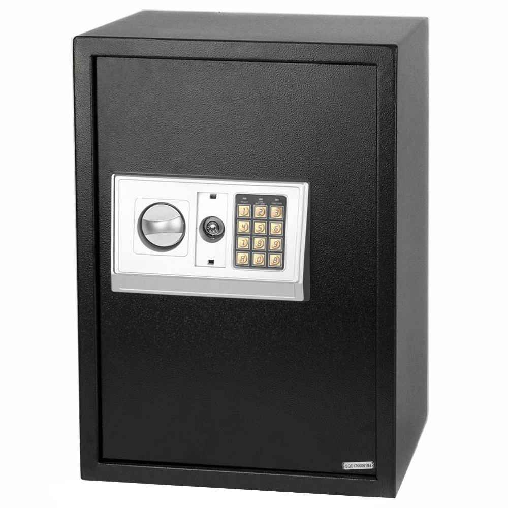 Home Business Security Keypad Lock Electronic Digital Steel Safe Black Box & Silver Gray File Cabinet