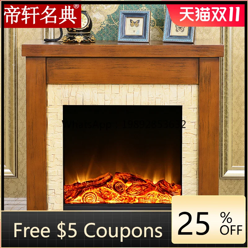 LYY European Style Fireplace Simple Solid Wood American Style Fireplace Frame Decorative Heating LED Core