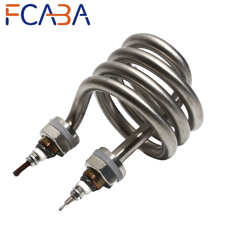 FCABA Spiral Stainless Steel Immersion Heater Iron Head Distilled Water Heating Element 220V 380V