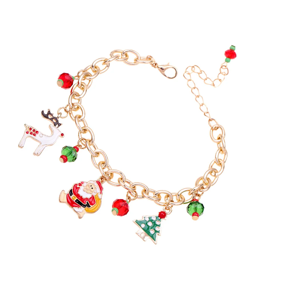 Alloy Bracelet Party Gift Charm Christmas Bell Crutch Hat Pattern Bracelet Girl Decoration women bracelet chain