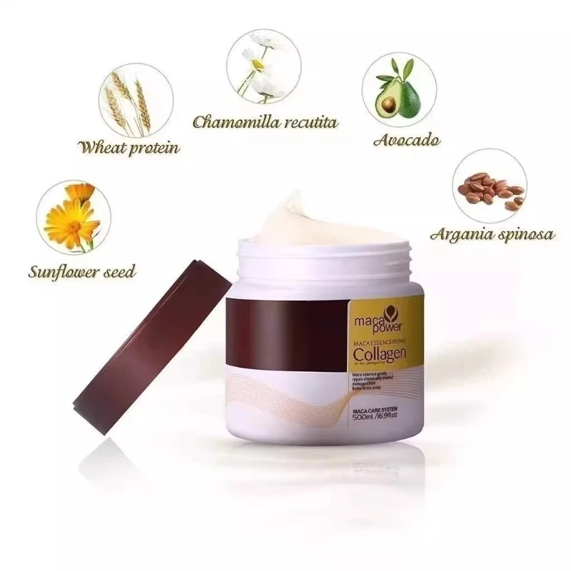 Collagen Hair Treatment Deep Repair Argan Oil Repair Damaged Frizzy Hairs Mask Hair Essential Oil Nourishing for Dry Damaged