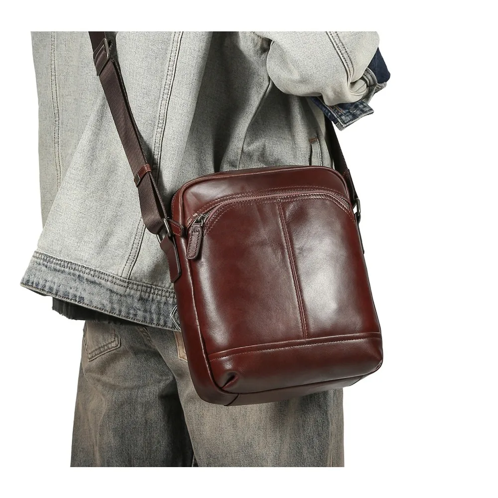 

Vintage Leather Shoulder Bag, Classic Casual Commuter Men's Crossbody High-end Multifunctional Vertical Bag