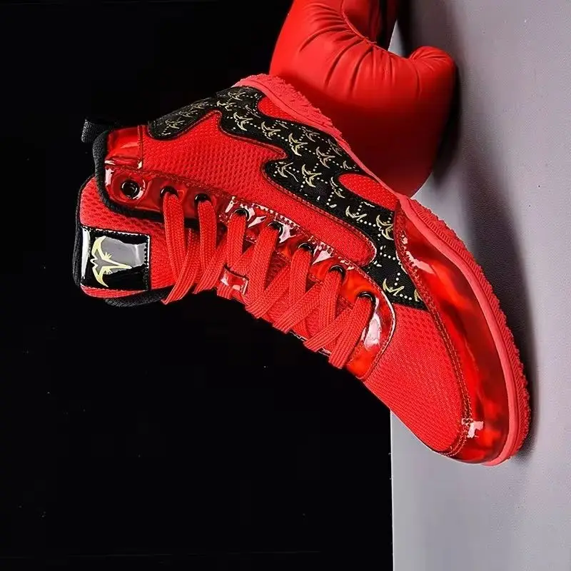 Original Brand Wrestling Shoe Men Mesh Breathable Boxing Shoes Good Quality Fighting Shoes High Top Gym Training Shoes For Men