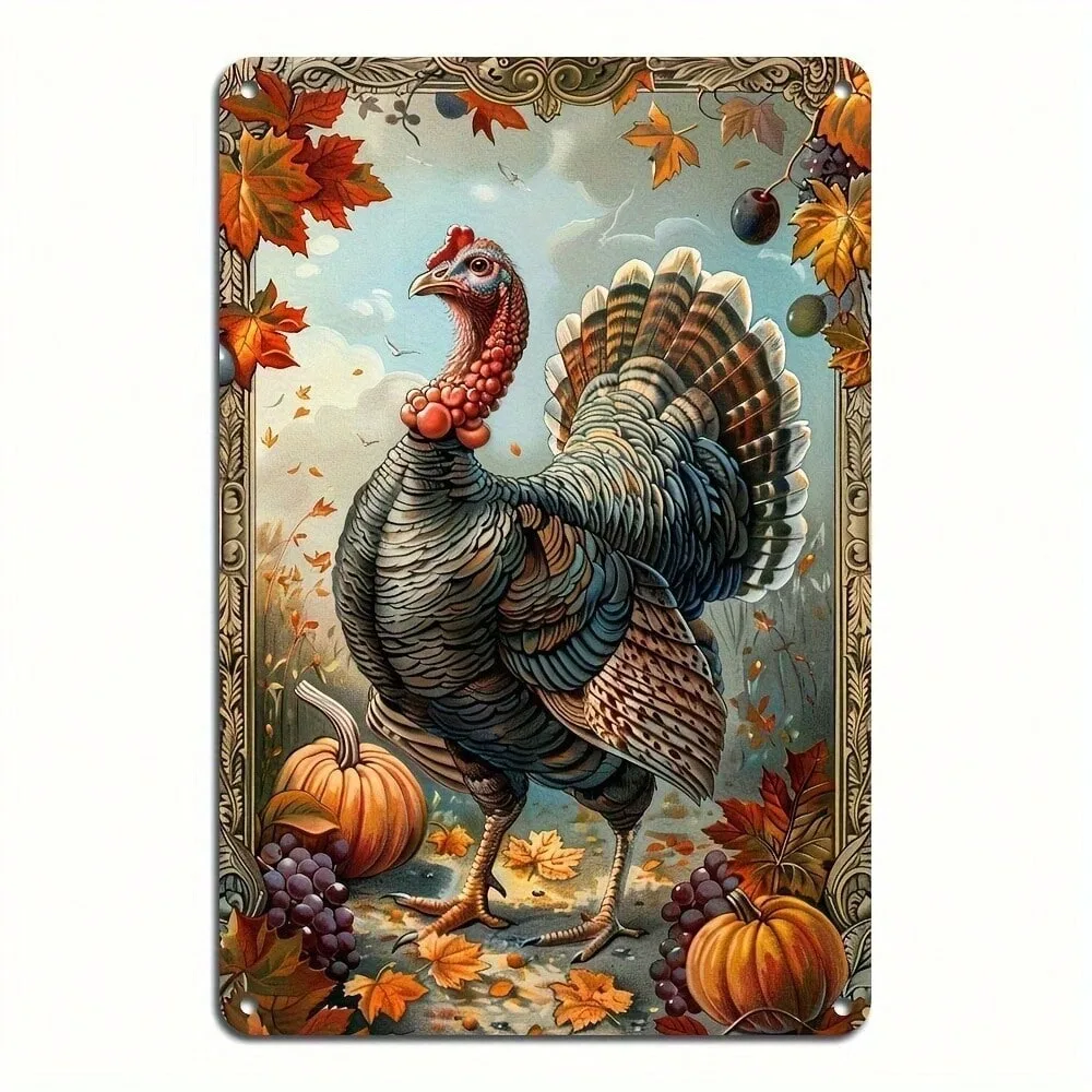 

SOAI Funny Thanksgiving Metal Signs Rustic Vintage Wall Decor for Home Kitchen Bar Room