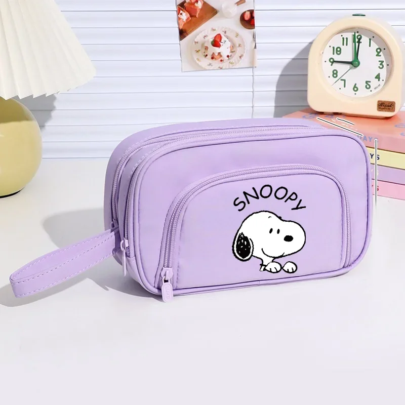 

Snoopys Student Pen Cases Cartoon Large Capacity Pencil Box Supplies Animal Figure Multi-layer Stationery Convenient Storage Bag