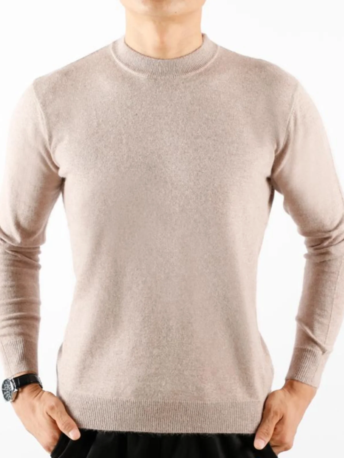 

Men's round Ne Knitted Sweater 00 Wool Pure Color Winter Faion Soft Warm Long Sve Basic Fit Sle Home Wear Youth