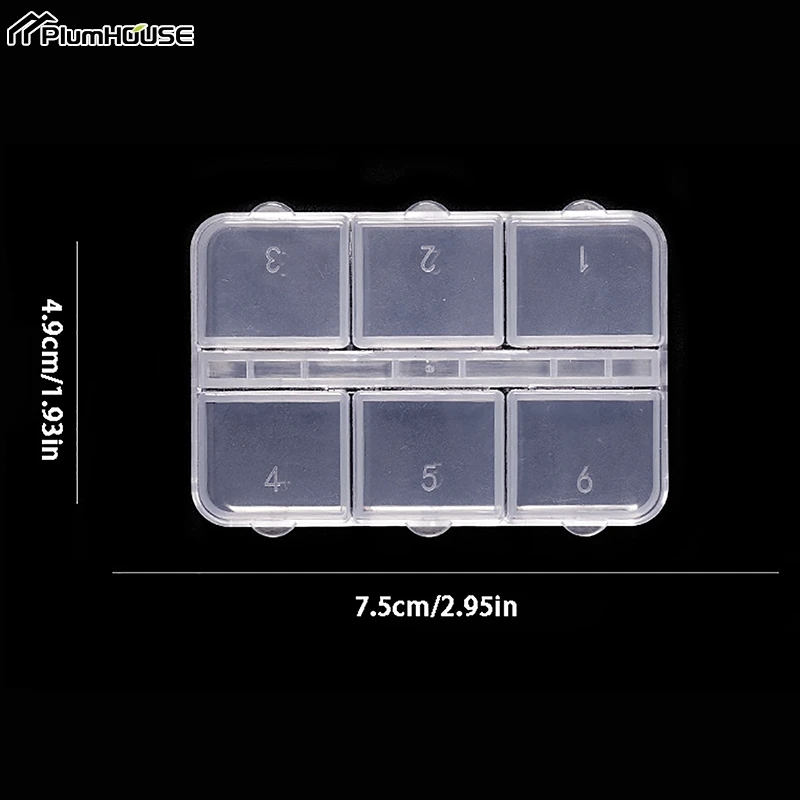 6 Grids Plastic Storage Box Portable Compartment Jewelry Necklace Transparent Boxes Case Pill Box Craft Organizer