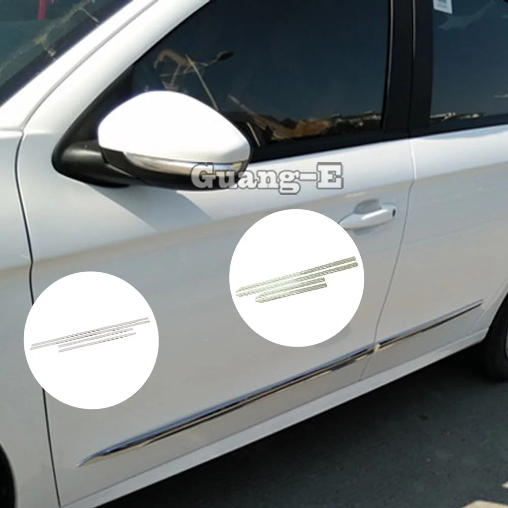 

Car Detector Stainless Steel Side Door Body Trim Frame Stick Strip Streamer 4PCs For Peugeot 301 2014 2015 2016 2017 2018 2019