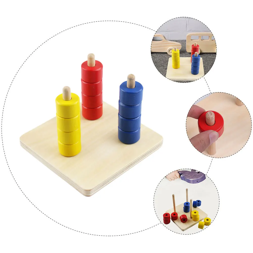 1세트 1세트 나무 조기 교육용 아기 색상 인지 놀이용품 타워 지능 링 창의적인 어린이 학습 교육 도구