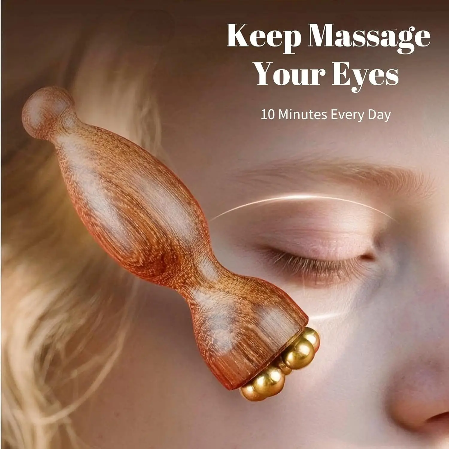 أداة تدليك الوجه الصغيرة لتدليك العين، مقبض فرشاة ميريديان للوجه والعيون، خرز تدليك النحاس، أداة سبا غوا شا #3