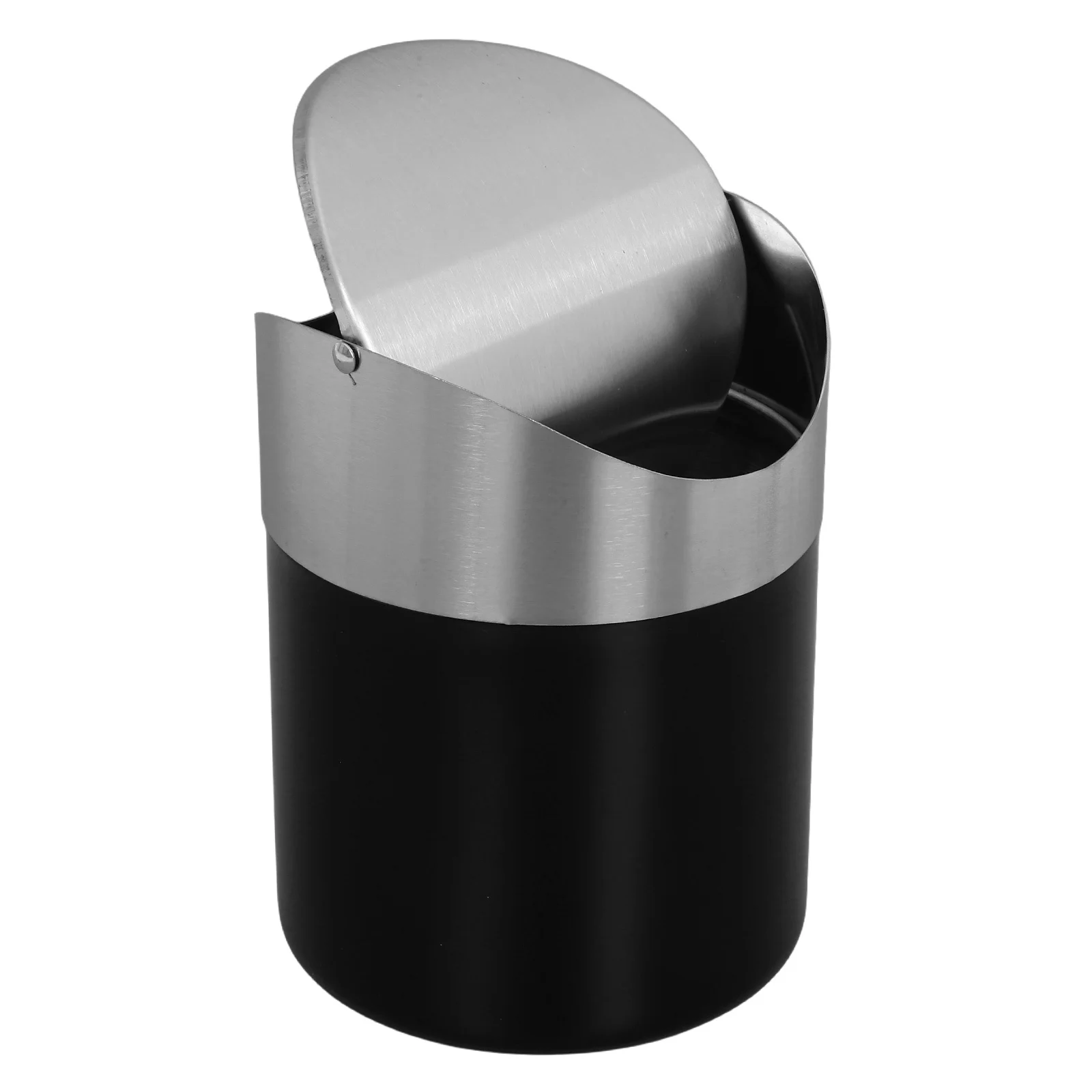 

Mini Stainless Steel Trash Can Compact Desktop Car Waste Bin Rotating Lid Small Kitchen Rubbish Bin Odor Proof