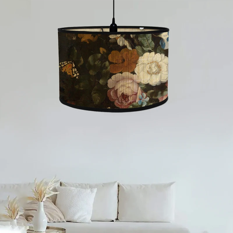 1PC  Japanese Retro Light Cover Chandelier Wall Lamp Shade Flower Printing Lampshade Bamboo Art Home Decoration