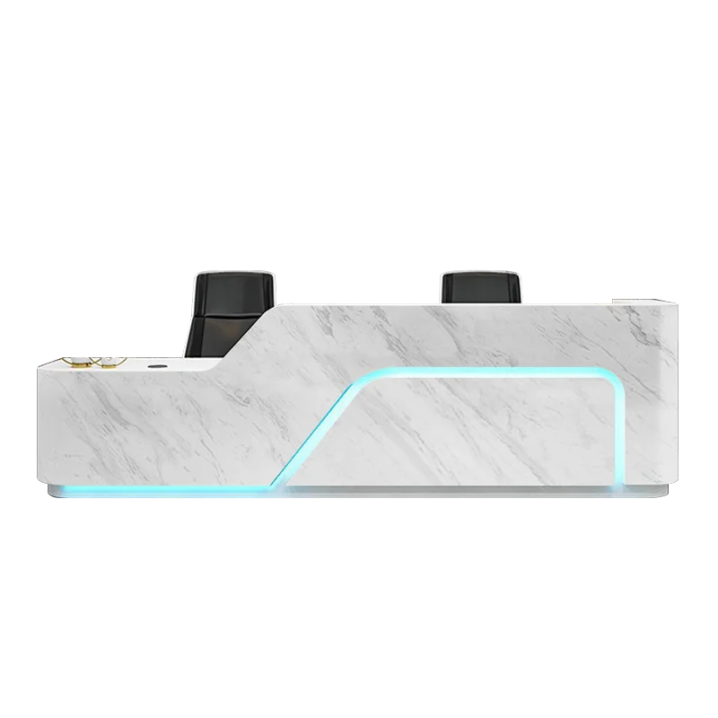 

Customized Paint Reception Desk Simple Modern Medical Beauty Salon Counter Marble Pattern Cashier Table Bar Counter
