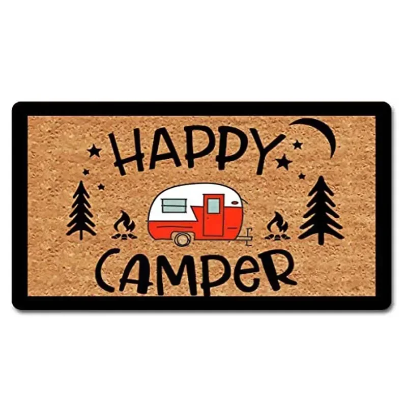 Funny Welcome Mats for Front Door  Camper  Life Doormat Front Door Mats Non-Slip Hello Mat with Funny Quote Flannel Door Ma