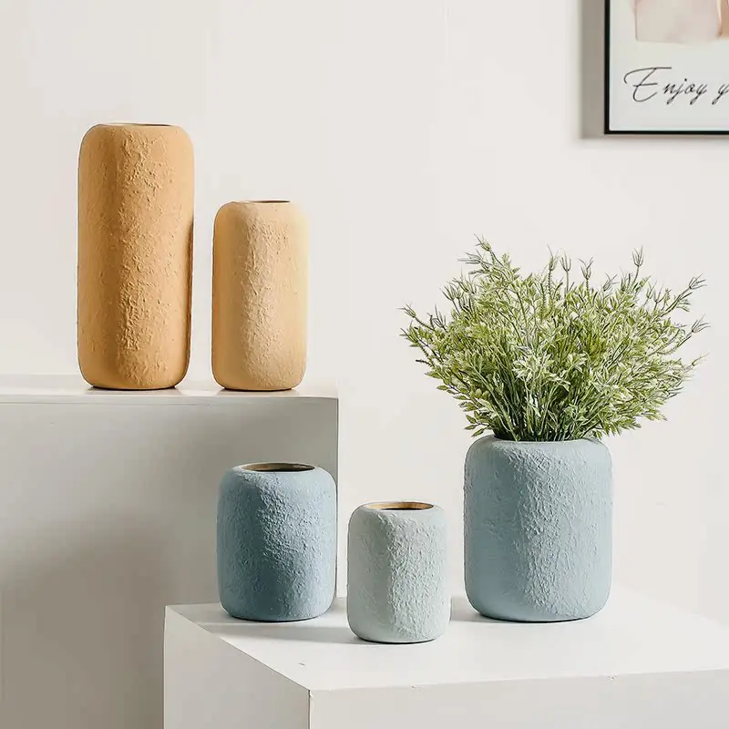 

Nordic simple ceramic vase Morandi color home decoration light luxury modern living room dining room decoration water raising