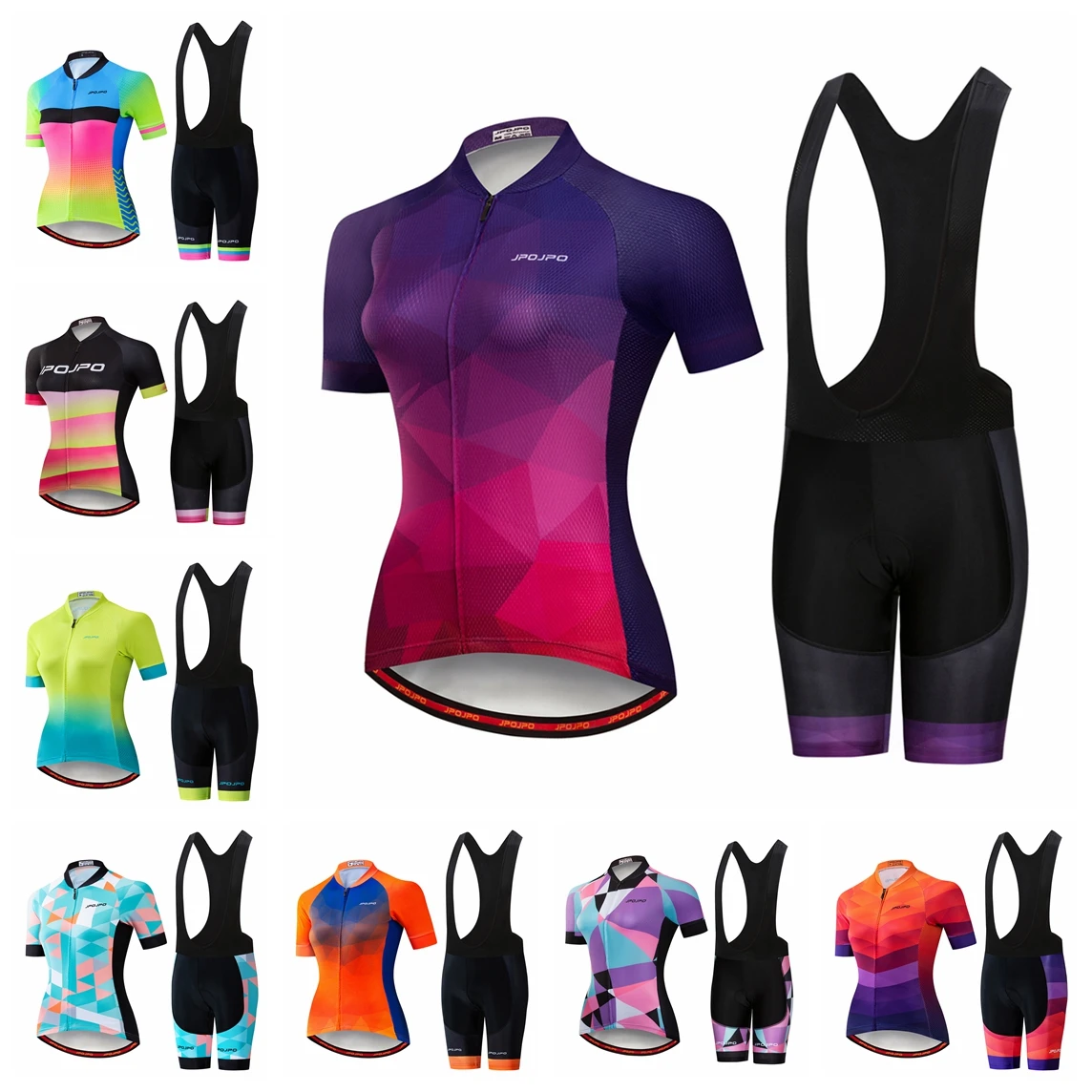 Cycling Jersey Set Women Bike Jersey Bib Shorts Padded Summer Mountain Road MTB Bicycle Top Suit Shirt Clothing Lady Purple Red