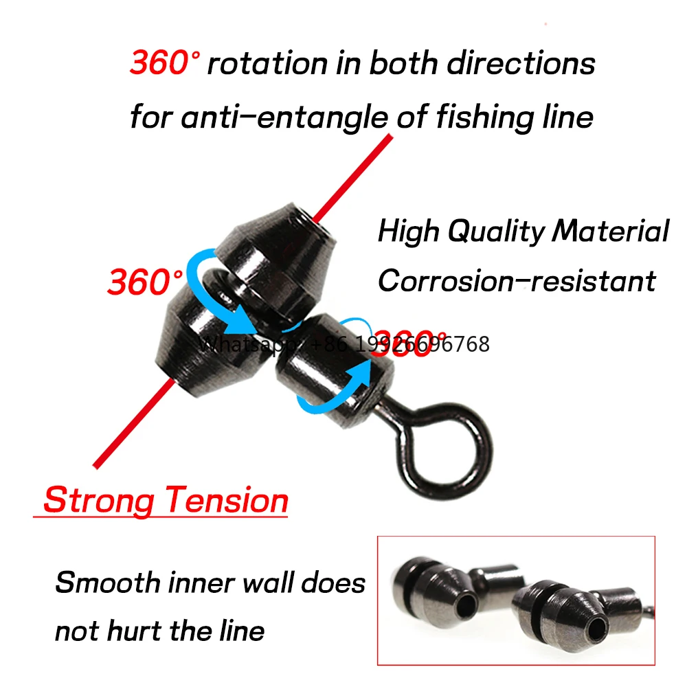 

360 Degree Rotation Cross Line Swivels Heavy Duty 3 Way Bearing Swivels Saltwater Fishing Rigs Connector Accessory S/M/L factory