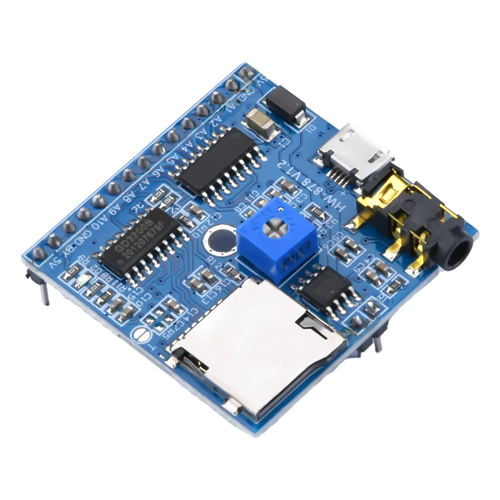 Micro USB Voice Sound Playback Module For Arduino MP3 Player Module UART I/O Trigger Amplifier Board Volume Adjustment