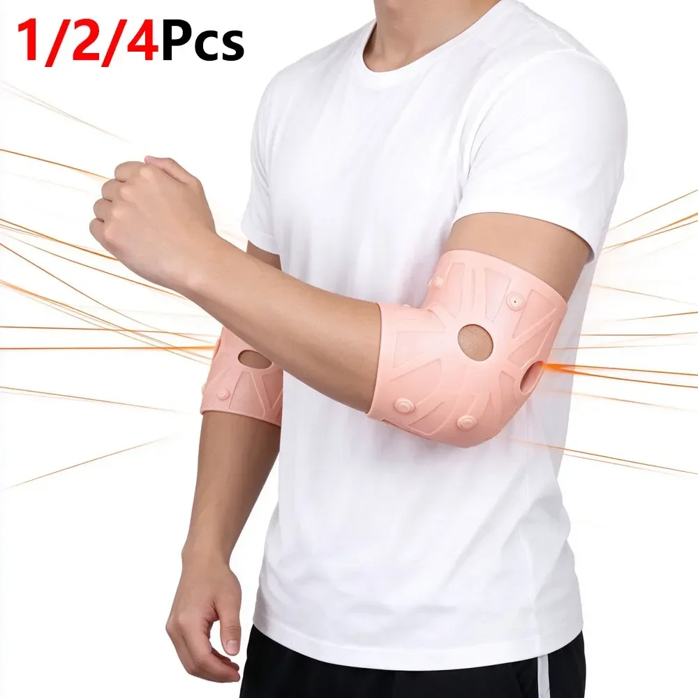 1/2/4Pcs Silicone Magnet Elbow Protective Sleeve, Elastic Compression Elbow Brace with Built-in Magnets, Tendonitis,Tennis Elbow
