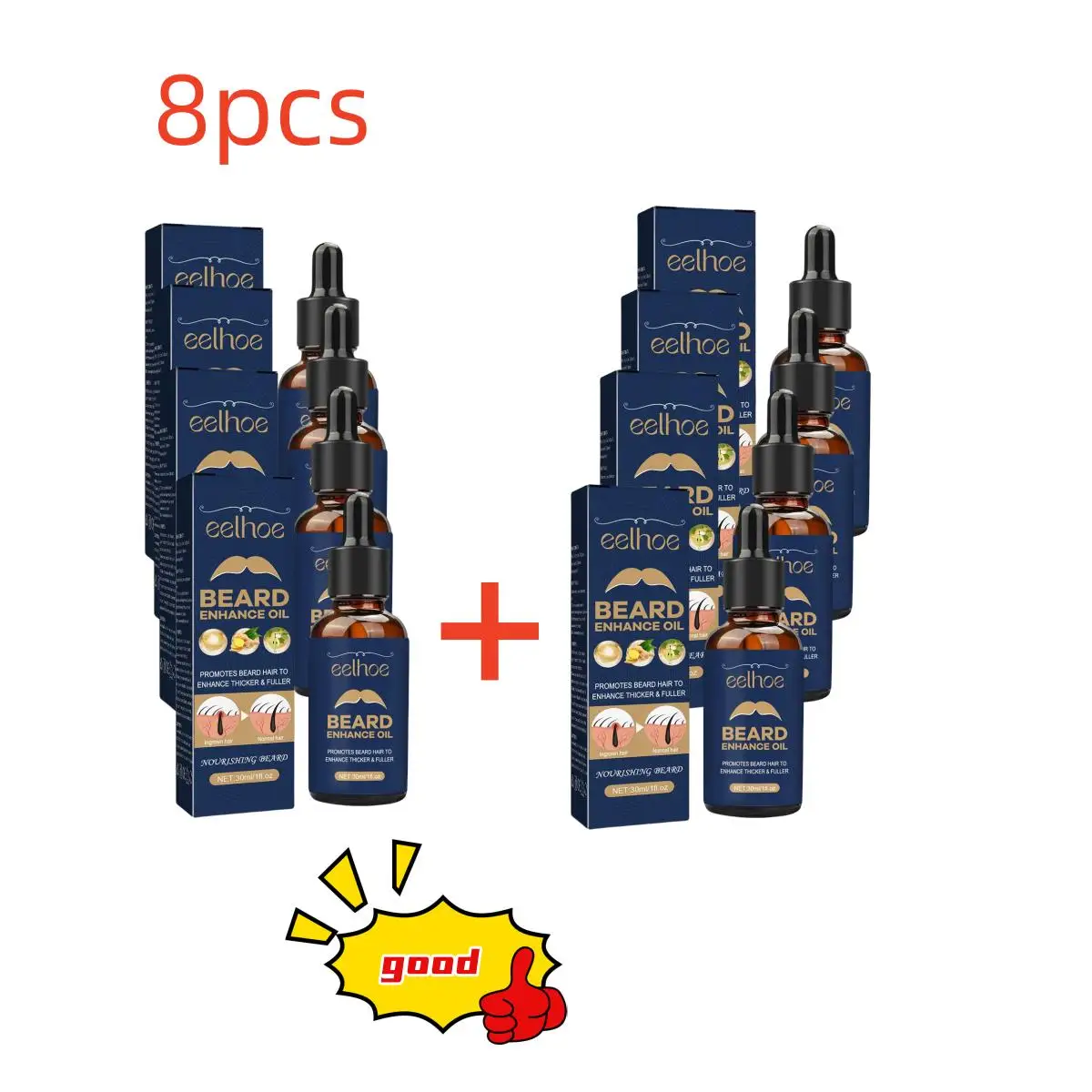 8 Stuks Natuurlijke Baardgroei Olie Hydraterende Gladmakende Tools Heren Baard Olie Conditioner Baard Zorg