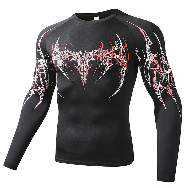 Compression Shirt Men Casual Skinny T-shirt Elastic Male Clothing Tops Tee Sportswear Tights Fashion Long Sleeve T Shirt Men