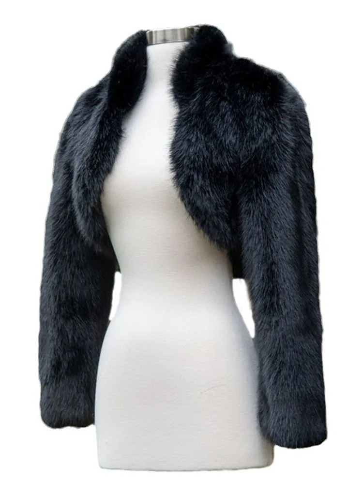 ZADORIN Vintage Evening Party ผ้าคลุมไหล่ขนสัตว์ Cropped สีขาวสีดํา Faux Fur Coat เสื้อผ้าผู้หญิง Fluffy แจ็คเก็ตผู้หญิงฤดูหนาวเสื้อขนสัตว์